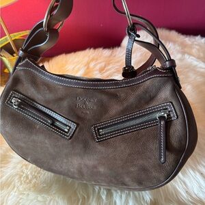Dooney & Bourke Brown Suede Leather Hobo Bag